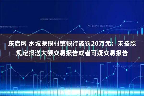 东启网 水城蒙银村镇银行被罚20万元：未按照规定报送大额交易报告或者可疑交易报告