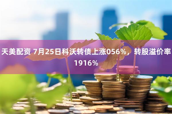 天美配资 7月25日科沃转债上涨056%，转股溢价率1916%